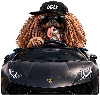 UGLY driving a black Lamborghini